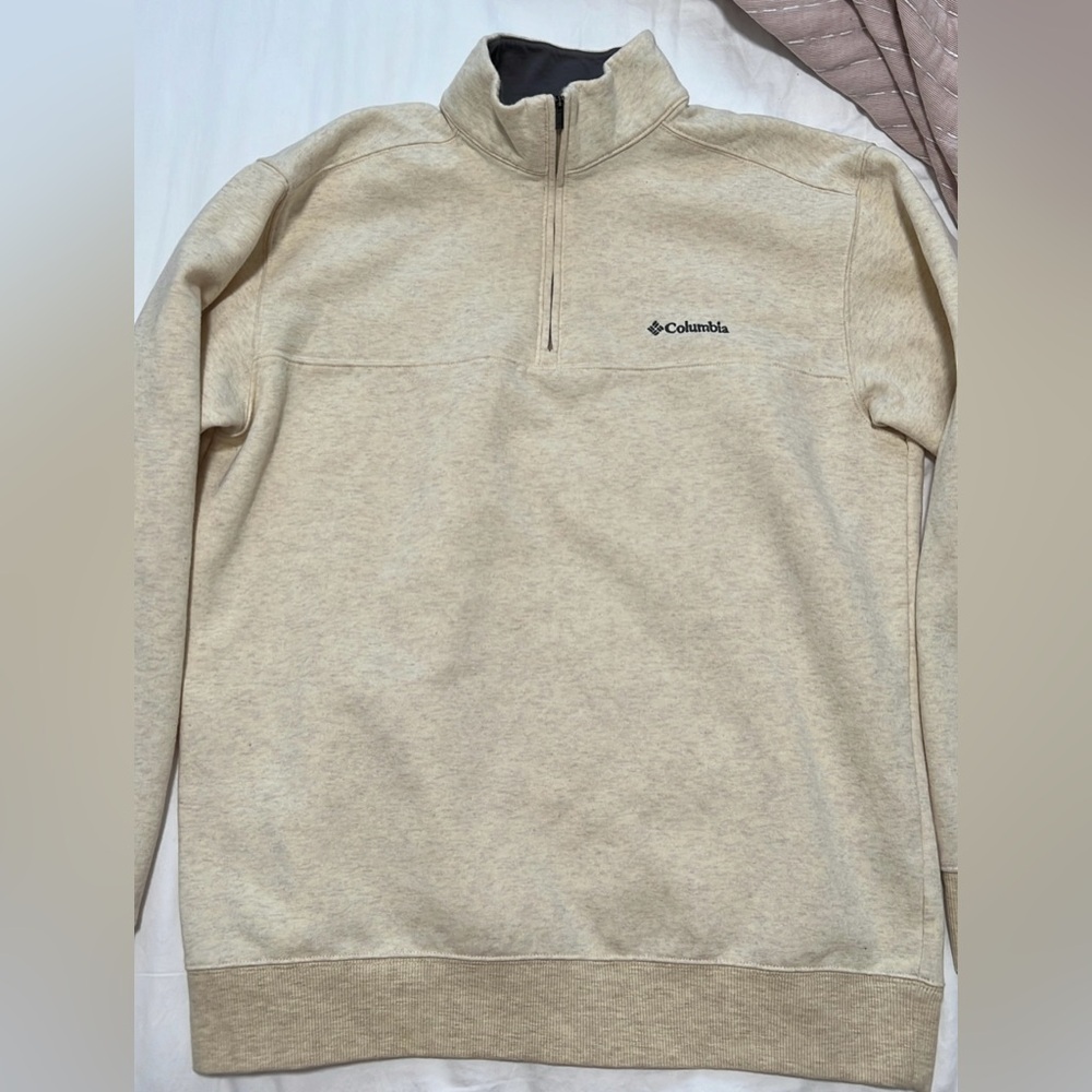 Columbia Cream Zip Up Sweater Fleece Comfort